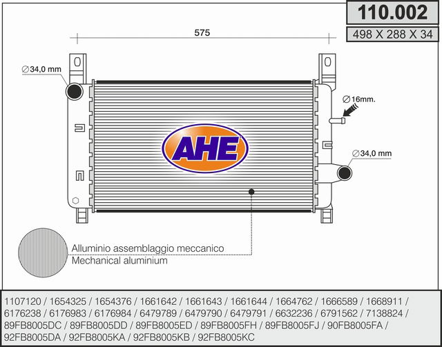 Kühler, Motorkühlung AHE 110.002 von AHE