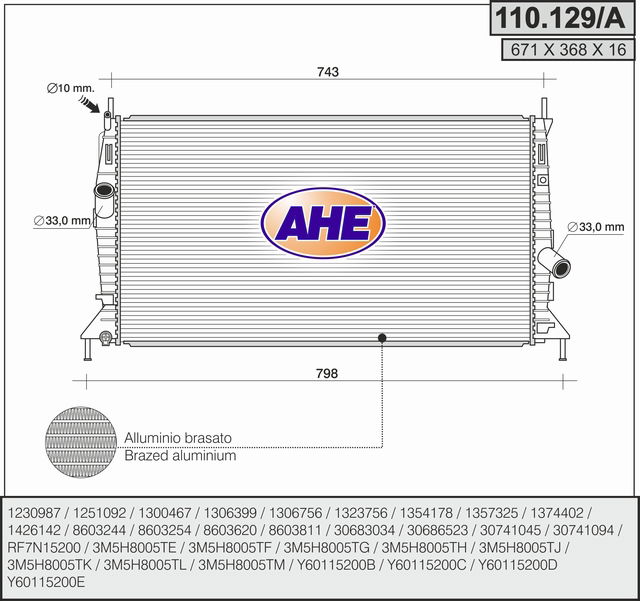 Kühler, Motorkühlung AHE 110.129/A von AHE