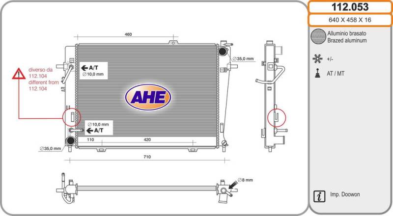 Kühler, Motorkühlung AHE 112.053 von AHE