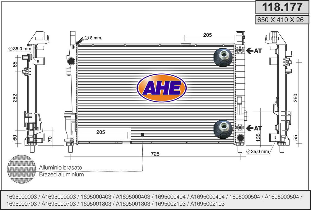 Kühler, Motorkühlung AHE 118.177 von AHE