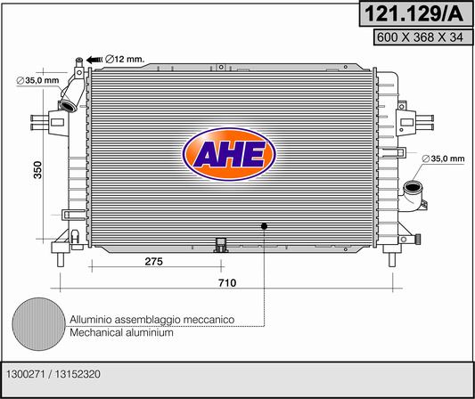 Kühler, Motorkühlung AHE 121.129/A von AHE