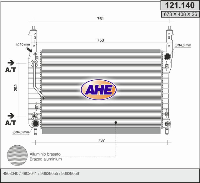 Kühler, Motorkühlung AHE 121.140 von AHE