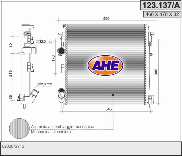 Kühler, Motorkühlung AHE 123.137/A von AHE