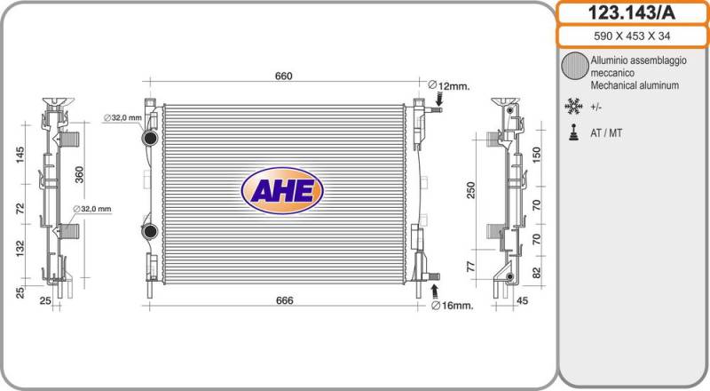 Kühler, Motorkühlung AHE 123.143/A von AHE