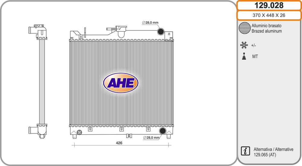 Kühler, Motorkühlung AHE 129.028 von AHE