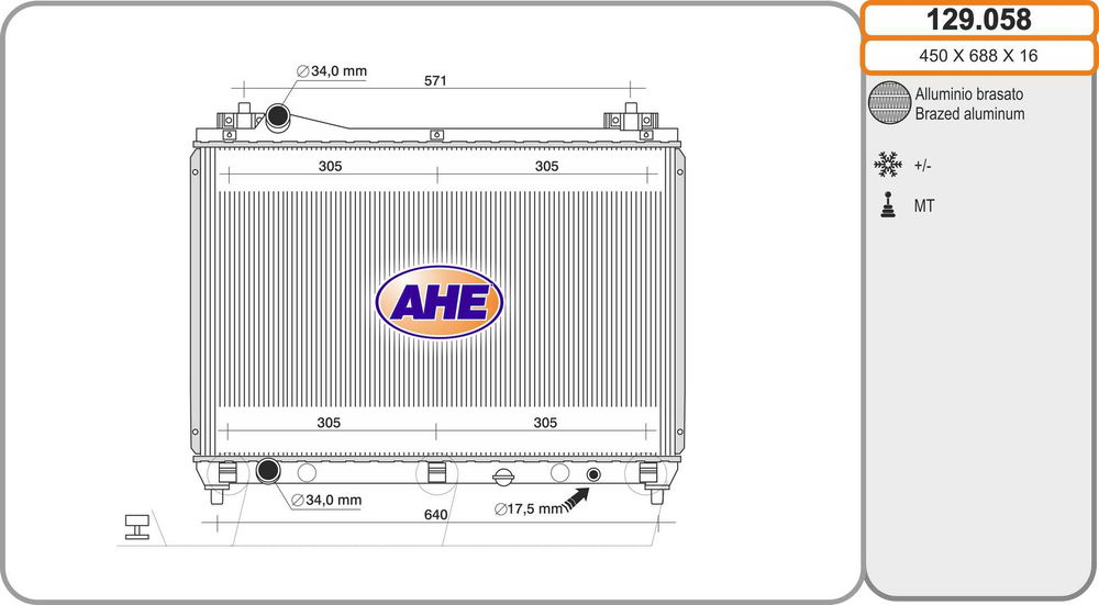 Kühler, Motorkühlung AHE 129.058 von AHE