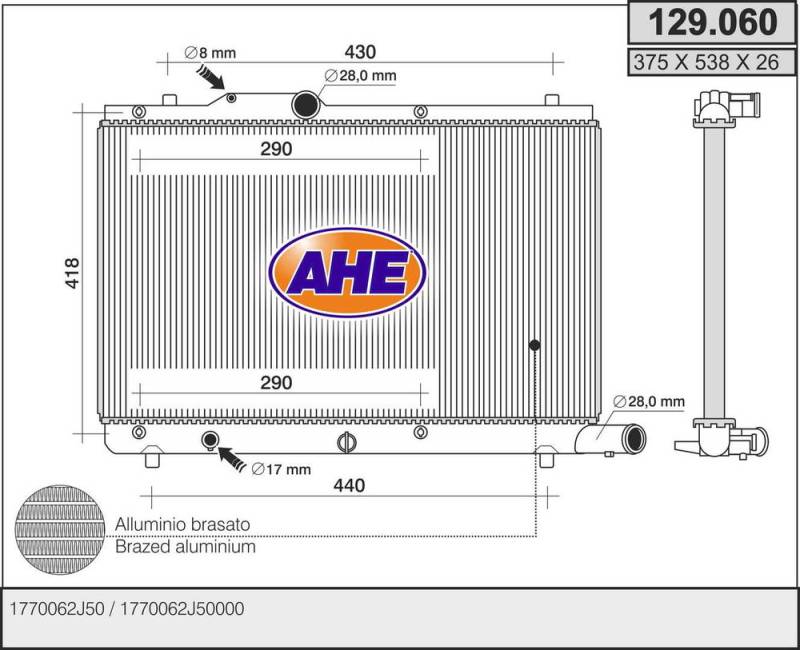 Kühler, Motorkühlung AHE 129.060 von AHE