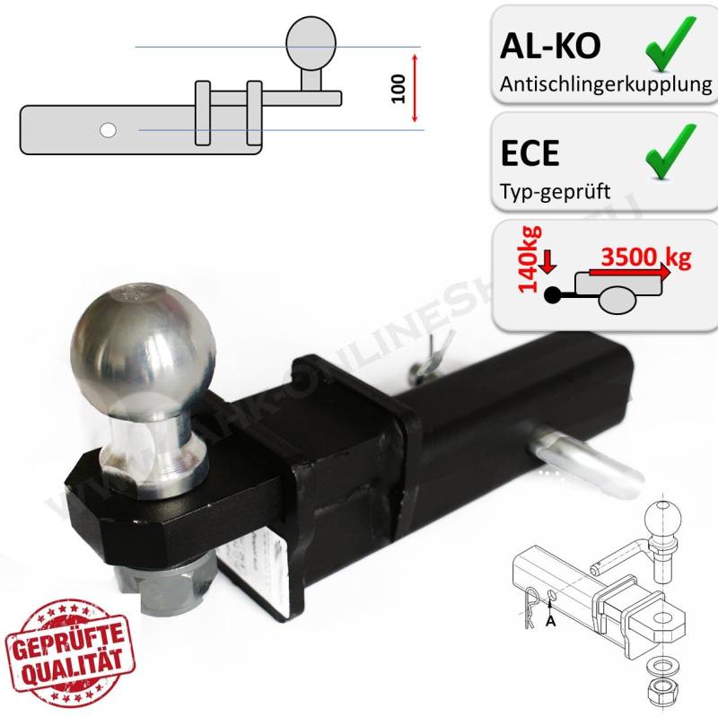 AHK US-ADAPTER 50x50mm Anhängevorrichtung auch für AL-KO Antischlingerkupplungen von AHK