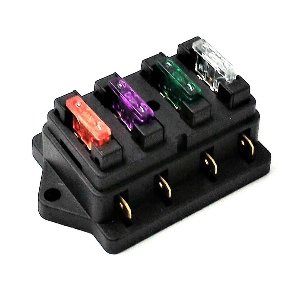 AHPDLDSF [Replacement] Universeller Auto-Sicherungskasten, 4-Wege-Blade-Sicherungshalter, Sicherungskasten, Marine-Set, Auto, Boot, 12 V/24 V, 30 A pro Kanal von AHPDLDSF