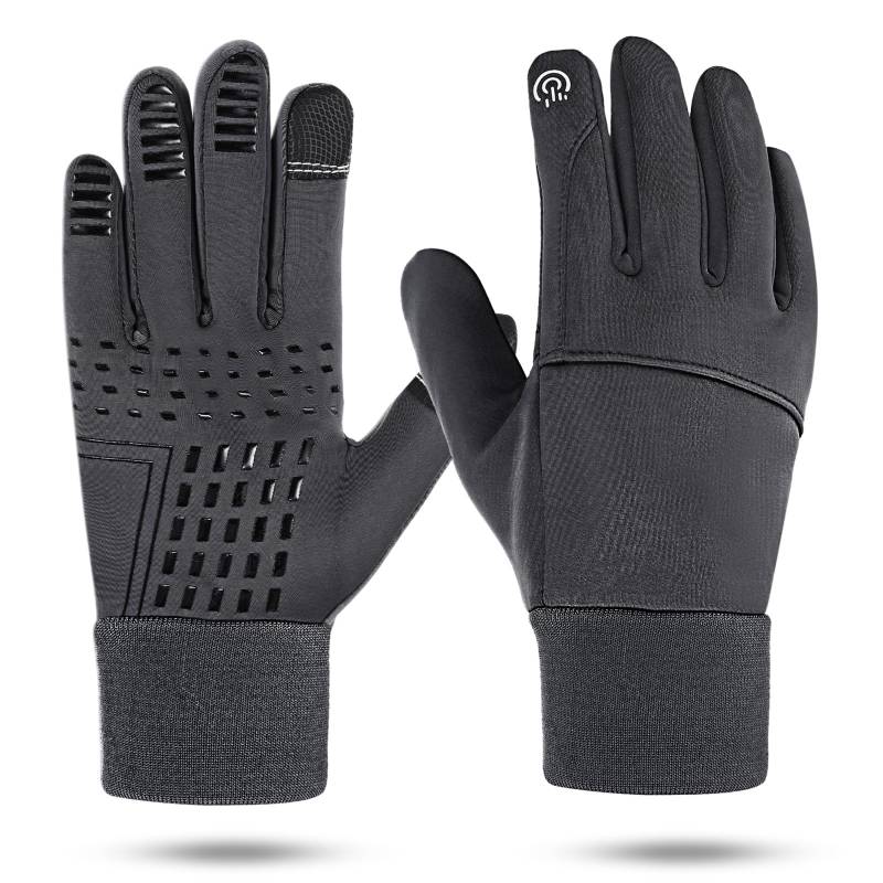 1 Paar Winterhandschuhe Wasserabweisende Touchscreen Handschuhe Fahrradhandschuhe Herren Winter Thermohandschuhe Winddicht Laufhandschuhe Skihandschuhe,für Autofahren Klettern Outdoor Sport-Grau/L von AHQiZFX