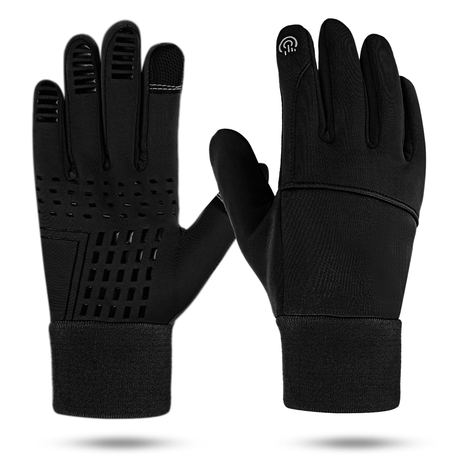 AHQiZFX 1 Paar Fahrradhandschuhe Warme Winterhandschuhe Wasserabweisend Touchscreen Handschuhe Winddichte Laufhandschuhe Skihandschuhe Sporthandschuhe,für Radfahren Laufen Skifahren Wandern-Schwarz/XL von AHQiZFX