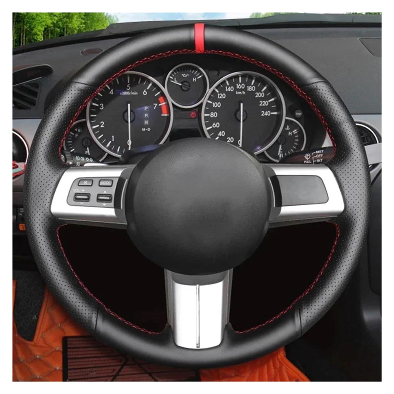 Auto Lenkradbezug Für Mazda Für MX-5 Für Miata Für RX-8 Für CX-7 2007-2009 2010 2011 2012 2013 2014 Auto Lenkrad Abdeckung Leder Geflecht Auto Zubehör Angepasst Lenkradschoner von AHRPKAMERD