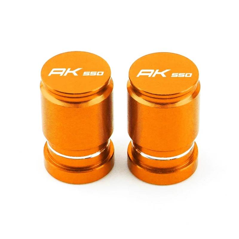 Ventilschaftabdeckungen für Motorräder Für KYMCO AK 550 AK550 2017 2019 2020 2018 2021 2022 CNC Moto Rad Reifen Ventil Felge Stem Caps Abdeckung Motorrad Zubehör(Orange) von AHUTCYK