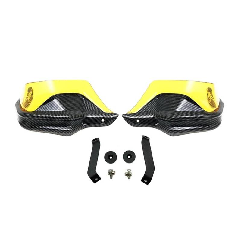 AIERDEYP Motorrad Handschützer Für Hon┐da Für NC 750X DCT Für NC750S Für NC700X 2013-2022 Carbon Look Handprotektoren Schild Guards Windschutzscheibe Hand Wind Schutz(Carbon-Black Yellow) von AIERDEYP