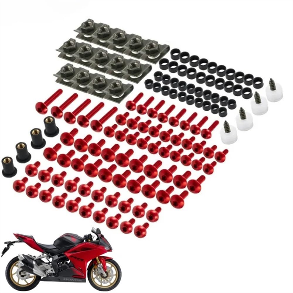 AIERDEYP Motorrad Schrauben Set 177PCS CNC Verkleidung Bolzen Kit Verschluss Clips Schraube Für Hon┐da Für CBR600RR CBR1000RR CBR 600 F2 F3 F4 CBR 600 RR 1000 RR 900 929RR 650R(Red) von AIERDEYP