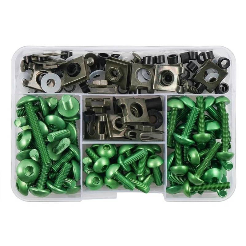 AIERDEYP Motorrad Schrauben Set 177PCS Motorrad Schrauben Mutter Für K&awasaki 650 Für Ninja 400 300 650 ZX6R Für Vulcan S 650 ZX10R Z900 Verkleidung Protector Schrauben Kit(Green) von AIERDEYP