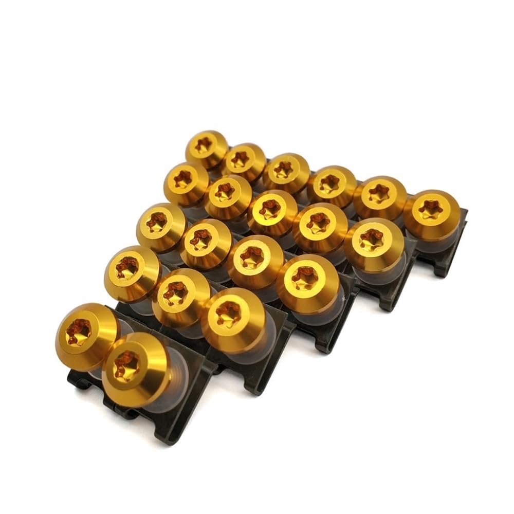 AIERDEYP Motorrad Schrauben Set 20 Stücke M6 Motorrad Verkleidung Schrauben Muttern Kit Körper Verschluss Clips Schrauben Für Daytona Für 600/650/675/800/955i Speed Four Triple(Gold) von AIERDEYP