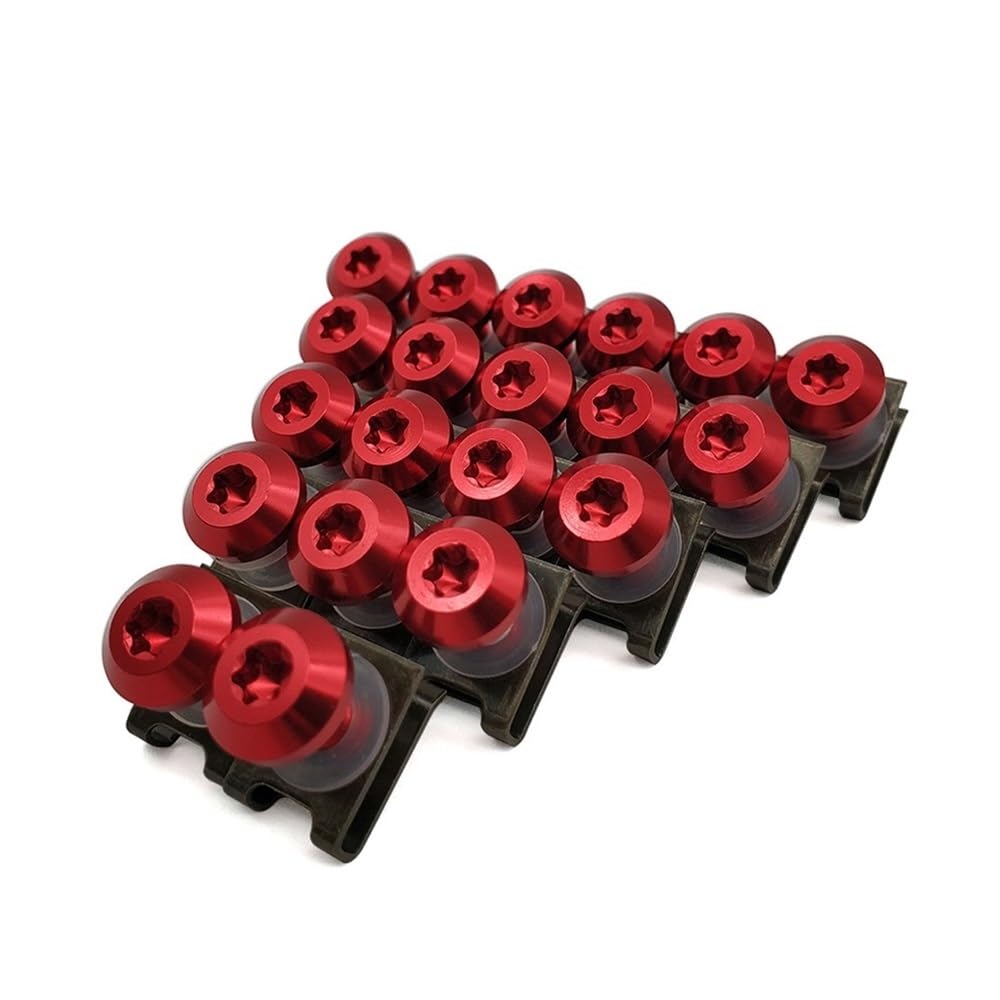 AIERDEYP Motorrad Schrauben Set 20 Stücke M6 Motorrad Verkleidung Schrauben Muttern Kit Körper Verschluss Clips Schrauben Für Daytona Für 600/650/675/800/955i Speed Four Triple(Red) von AIERDEYP