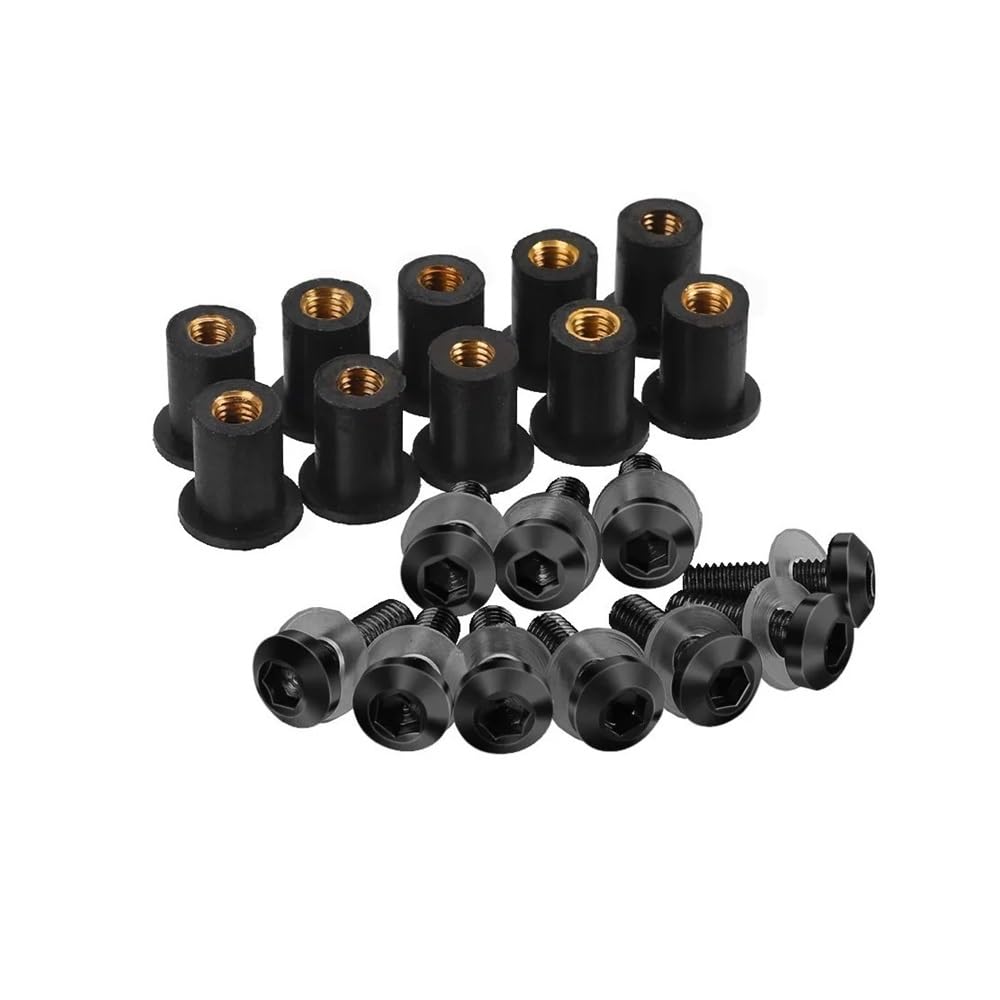 AIERDEYP Motorrad Schrauben Set 5mm 10PCS Motorrad Windschutzscheibe Deflektoren Schrauben Für Hon┐da Für CBR929RR Für CBR954RR Für CB900F Für CRF300L(Black) von AIERDEYP