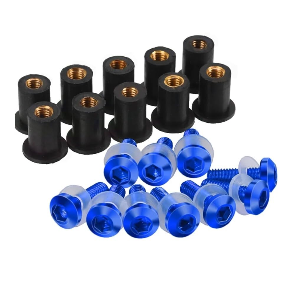 AIERDEYP Motorrad Schrauben Set 5mm 10PCS Motorrad Windschutzscheibe Deflektoren Schrauben Für Hon┐da Für CBR929RR Für CBR954RR Für CB900F Für CRF300L(Blue) von AIERDEYP