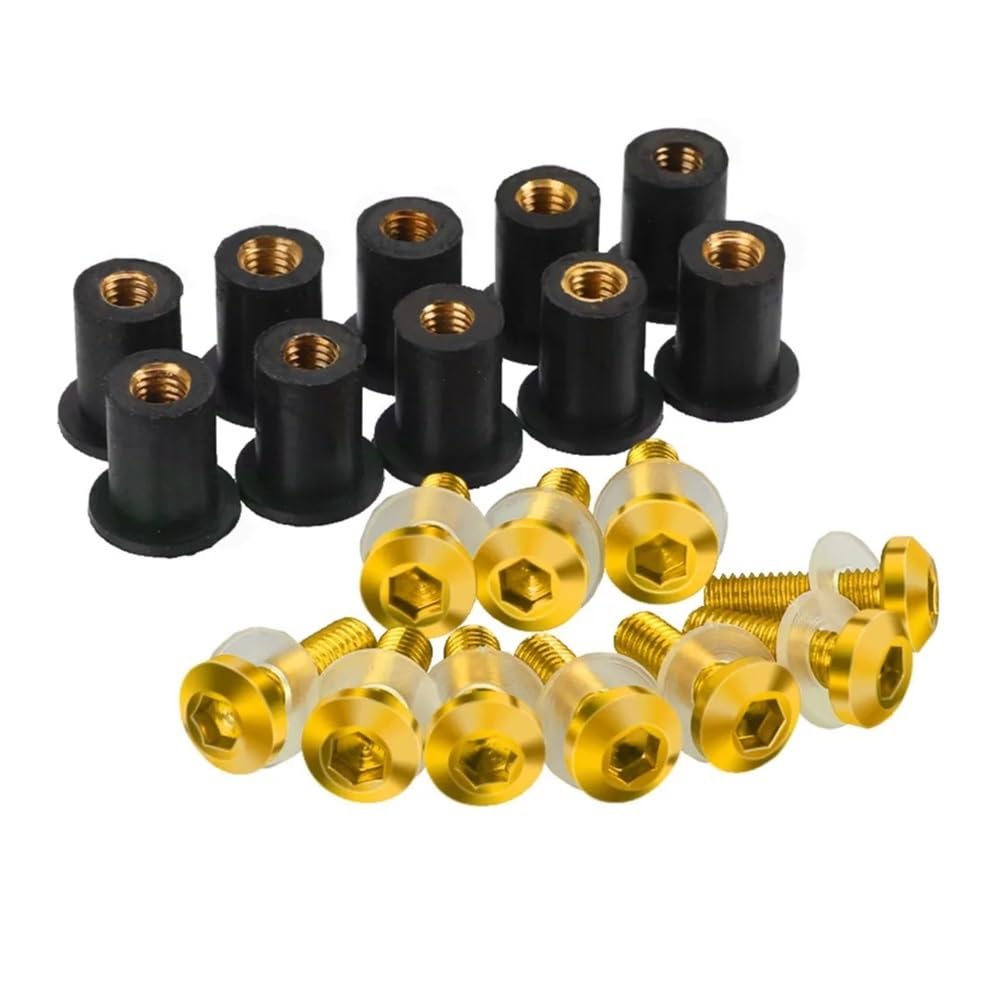 AIERDEYP Motorrad Schrauben Set 5mm 10PCS Motorrad Windschutzscheibe Deflektoren Schrauben Für Hon┐da Für CBR929RR Für CBR954RR Für CB900F Für CRF300L(Gold) von AIERDEYP