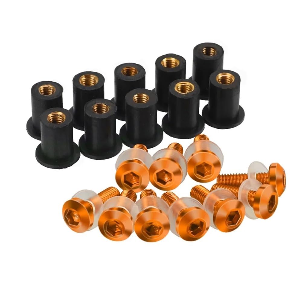 AIERDEYP Motorrad Schrauben Set 5mm 10PCS Motorrad Windschutzscheibe Deflektoren Schrauben Für Hon┐da Für CBR929RR Für CBR954RR Für CB900F Für CRF300L(Orange) von AIERDEYP