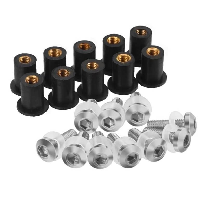 AIERDEYP Motorrad Schrauben Set 5mm 10PCS Motorrad Windschutzscheibe Deflektoren Schrauben Für Hon┐da Für CBR929RR Für CBR954RR Für CB900F Für CRF300L(Silver) von AIERDEYP