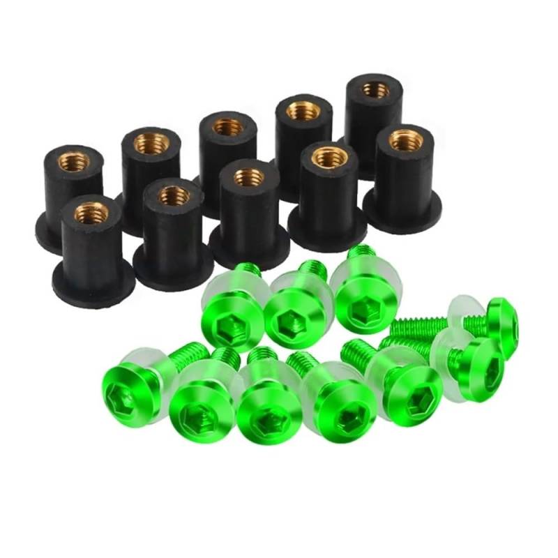 AIERDEYP Motorrad Schrauben Set 5mm 10PCS Windschutzscheibe Deflektoren Schrauben Für Hon┐da Für CBR400R Für CBR500R Für CBR600F Für CBR650F Für CBR650R(Green) von AIERDEYP