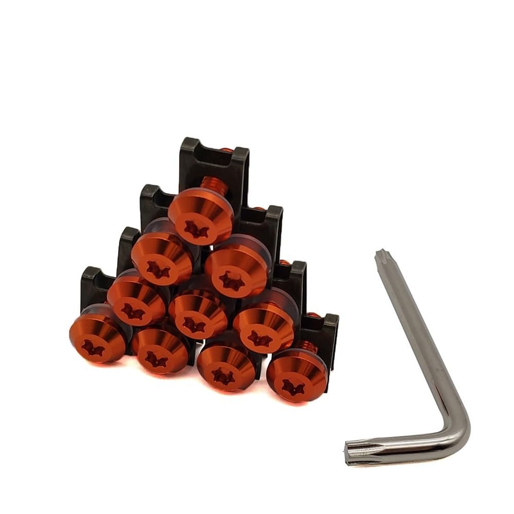 AIERDEYP Motorrad Schrauben Set Für Hon┐da Für ST 1300 Für Black Spirit Für CBR650R Für CB1100/GIO Spezielle Motorrad Verkleidung Schrauben Clips Körper Frühling Schrauben(A-Orange-10 Blocks) von AIERDEYP