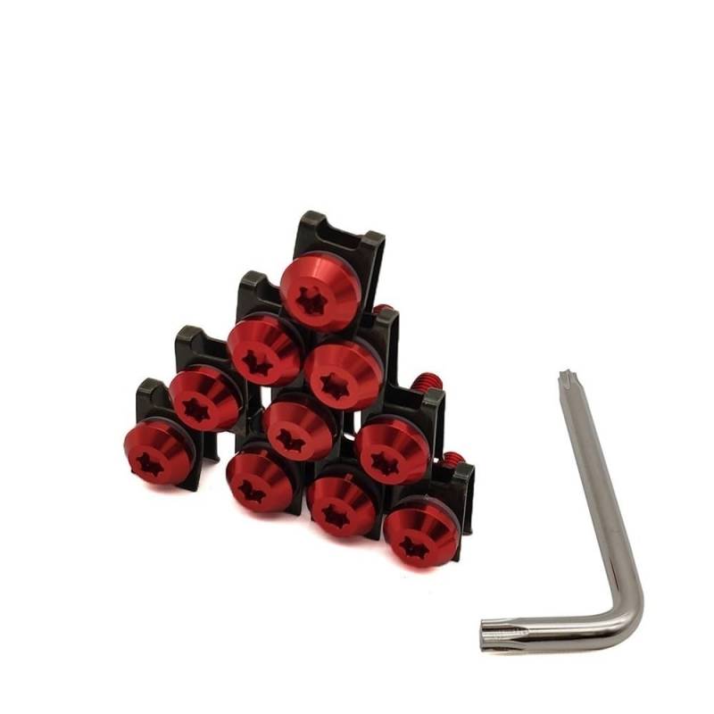 AIERDEYP Motorrad Schrauben Set Für M&V Für Agusta Für F4 RR/F4 RC Modell Rivale 800 Für Turismo Veloce 800 Motorrad Verkleidung Schrauben Clips Körper Frühling Schrauben(A-red-10 Blocks) von AIERDEYP