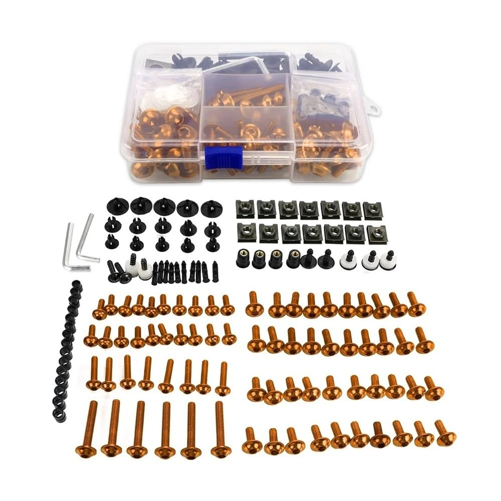 AIERDEYP Motorrad Schrauben Set Für Y&amaha Für YZF R1 R15 R25 YZF-R3 R6 R125 R15 R25 MT03 MT07 MT10 MT-09 MT-07 Motor CNC Volle Verkleidung Bolzen Kits Schrauben(Orange) von AIERDEYP