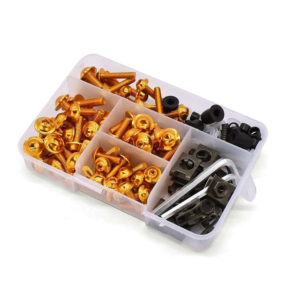 AIERDEYP Motorrad Schrauben Set Motorrad Verkleidung Schraube Frühling Schrauben Kit Körper Fastener Clips Für Du&Cati Für Monster Für M600 M620 M750 M900 Für Scrambler 1100(Gold) von AIERDEYP