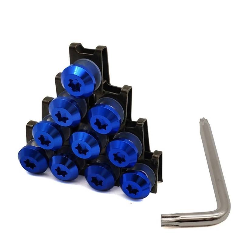 AIERDEYP Motorrad Schrauben Set Motorrad Verkleidung Schrauben Clips Körper Frühling Schrauben Für Du&Cati Für 695 696 796 Für Monster Für Hypermotard 796 800(A-blue-10 Blocks) von AIERDEYP