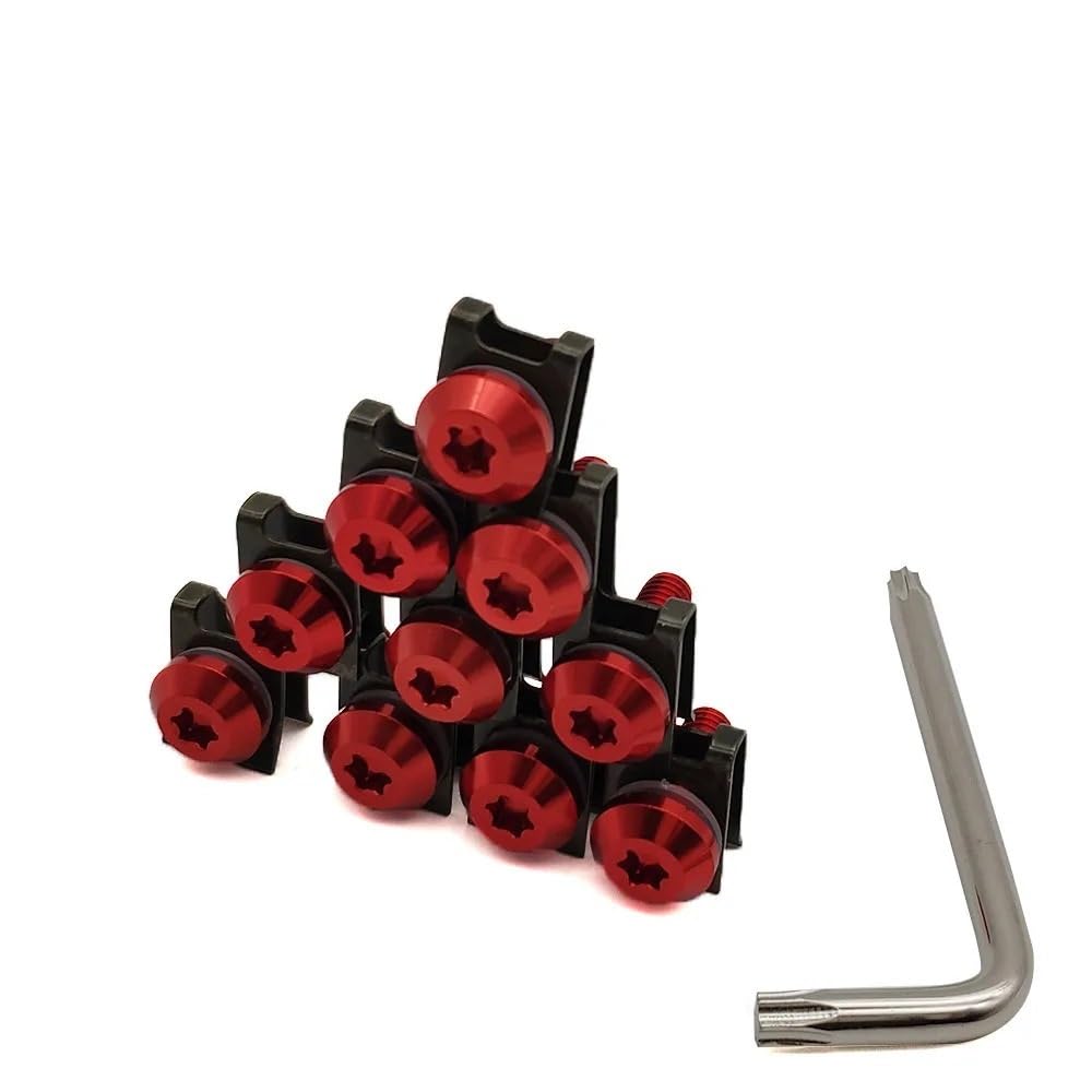 AIERDEYP Motorrad Schrauben Set Motorrad Verkleidung Schrauben Clips Körper Frühling Schrauben Für Du&Cati Für 695 696 796 Für Monster Für Hypermotard 796 800(A-red-10 Blocks) von AIERDEYP