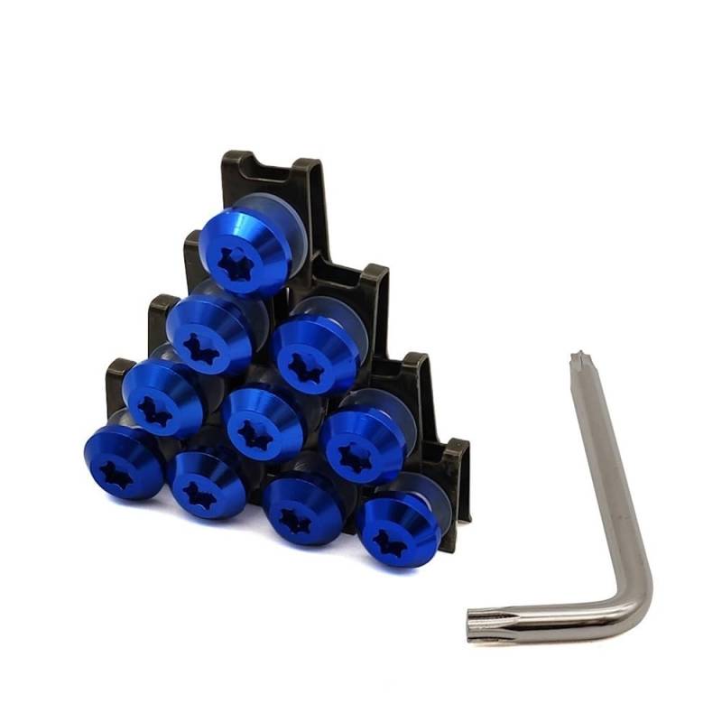 AIERDEYP Motorrad Schrauben Set Motorrad Verkleidung Schrauben Clips Körper Frühling Schrauben Für Du&Cati Für Hypermotard 1100/S/EVO SP 400 Für Monster(A-blue-10 Blocks) von AIERDEYP