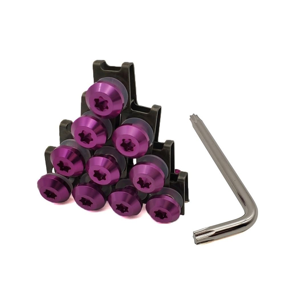 AIERDEYP Motorrad Schrauben Set Motorrad Verkleidung Schrauben Clips Körper Frühling Schrauben Für Du&Cati Für Hypermotard 1100/S/EVO SP 400 Für Monster(A-purple-10 Blocks) von AIERDEYP