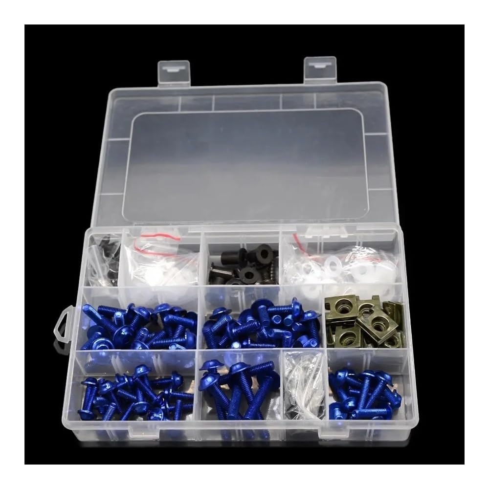 AIERDEYP Motorrad Schrauben Set Motorrad Verkleidung Schrauben Schrauben Mutter Befestigungs Clips Kit Für K&awasaki Für Ninja 300 400 650 Für ZX6R Für Vulcan S 650 ZX10R KLX250(Blue) von AIERDEYP