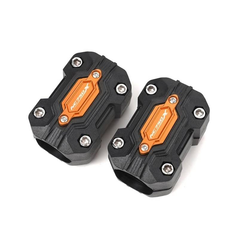 AIERDEYP Motorräder Fallschutz Slider Für Hon┐da Für NC750X DCT Für NC 750 X 2017-2023 2024 Motorrad Motor Schutz Stoßstange Protector Crash Bars Trim Block(Orange) von AIERDEYP