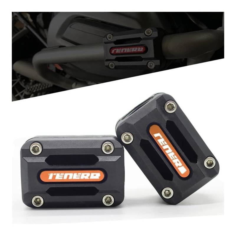 AIERDEYP Motorräder Fallschutz Slider Für Y&amaha Für TENERE 700 Für Tenere700 2019 2020 22/25/28mm Motorrad Motor Crash Bar Schutz Stoßstange Dekorative Schutz Block(Orange) von AIERDEYP