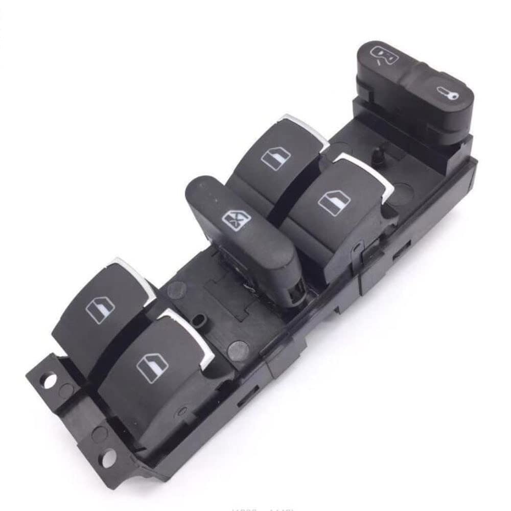 AIERDEYP Schalter Fensterheber Für V&W Für Golf GTI MK4 Für Jetta Für Bora Für Passat B5 Fahrerseite 3BD959857 Chrome Power Window Switch Panel Master Console Control Switch von AIERDEYP