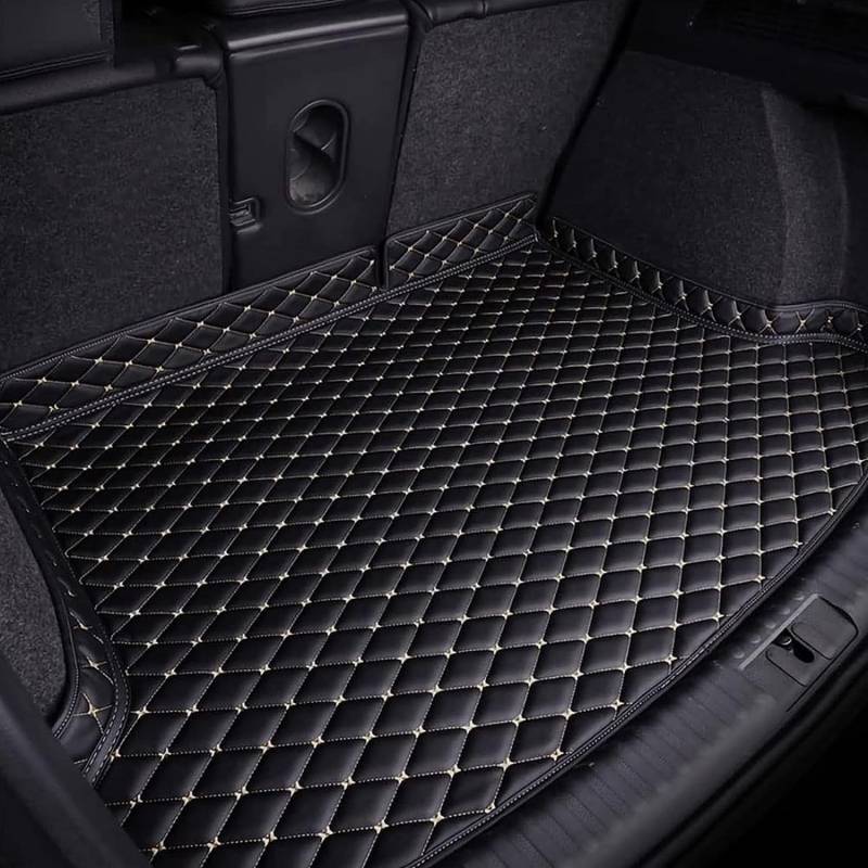 AIRAU Auto Leder Kofferraummatte für 2023 Jeep Avenger SUV, rutschfest Kofferraumwanne Kofferraum Schutzmatte Kofferraumschutz Interieur Zubehör,A/Black-Beige von AIRAU