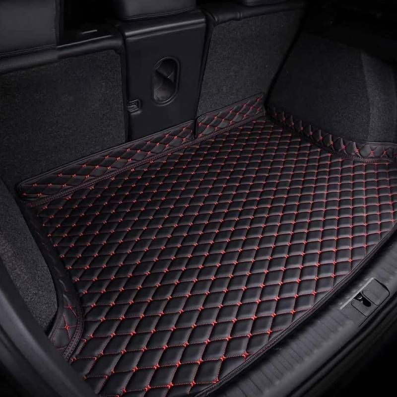 Auto Leder Kofferraummatte für Ford kuga 2019-2024, rutschfest Kofferraumwanne Kofferraum Schutzmatte Kofferraumschutz Interieur Zubehör,C/Black-Red von AIRAU