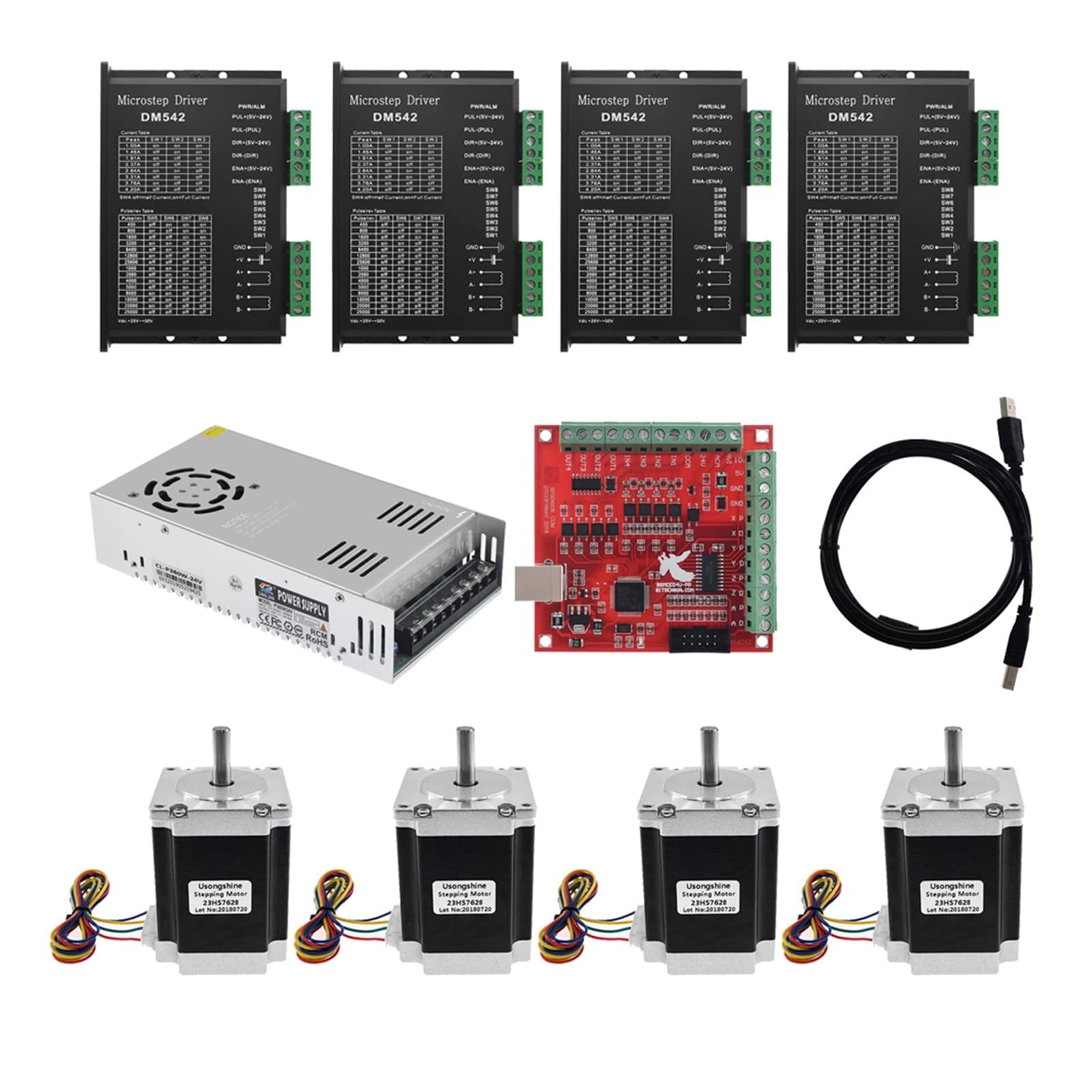 Leistungstransformator, 57 Motor Kit 2 3HS7628. Schrittmotor DM542. Fahrerkontrollbehörde 36 0w24v. Stromversorgung for 3D-Drucker CNC Graviermaschine(8mm) von AIRYSSFU