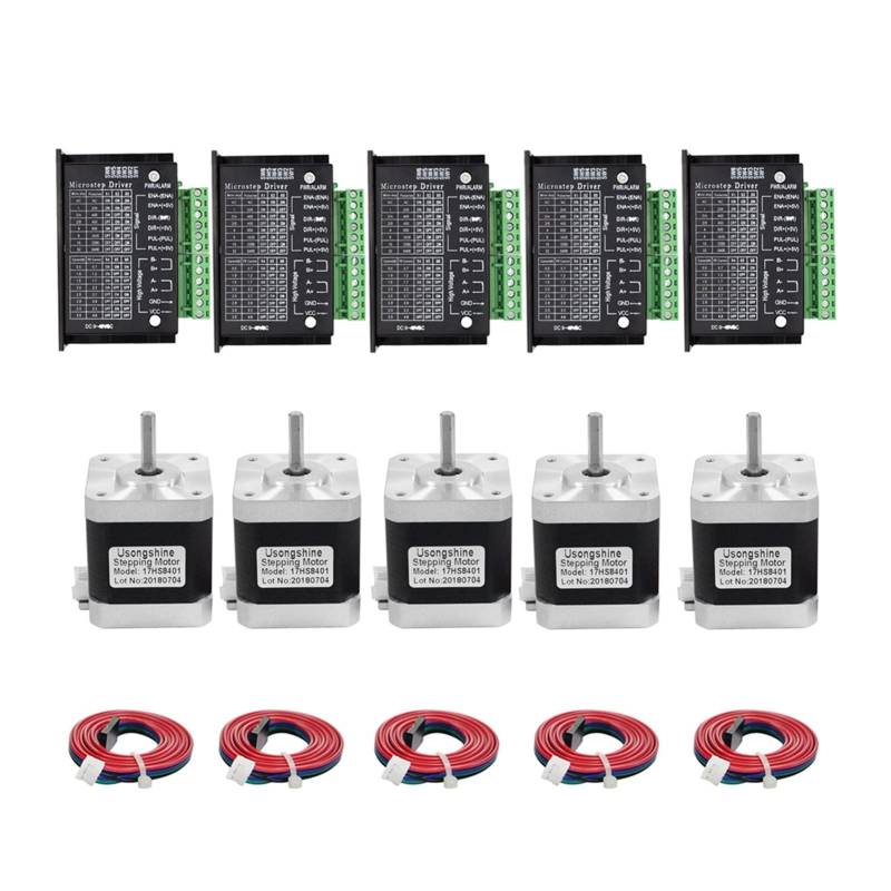 Leistungstransformator, 5pcs. Motorantriebspaket. TB6600. Treiber + NEMA17 Schrittmotor 1 7HS8401 0.55N M for 3D-Drucker CNC Graviermaschine(Motor and Driver) von AIRYSSFU