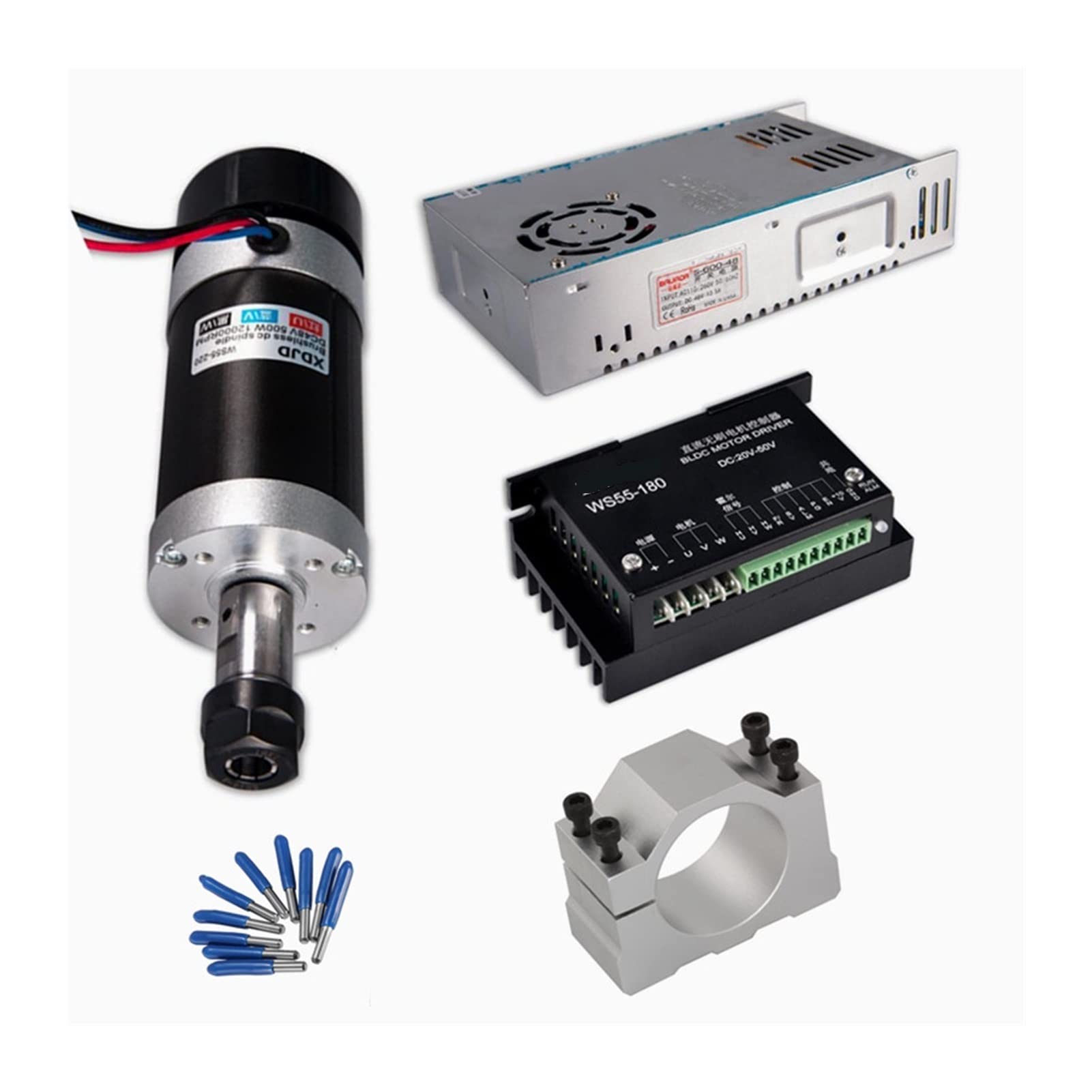 Leistungstransformator, ER11 Bürstenlos 40 0W DC Spindel CNC Maschinenrouterteile 5 5mm Klemme Stepper Motor Treiber Stromversorgung 3.175 mm CNC -Werkzeuge(Whole set) von AIRYSSFU