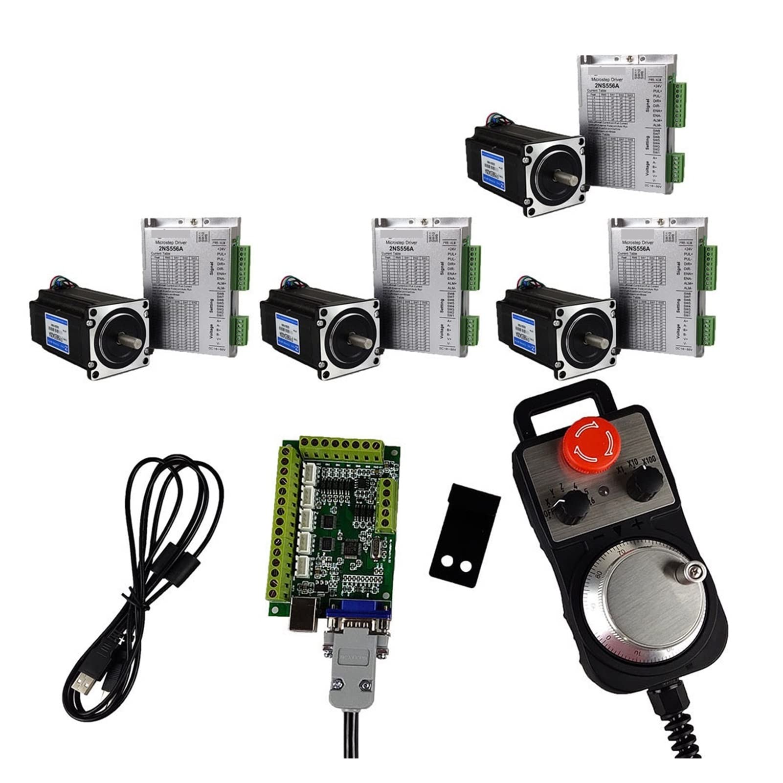 Leistungstransformator, Motion Control System 4-Achs-CNC-Kit 556 Schrittmotor-Treiber NEMA 23/57 Schrittmotor 3NM Not-Halt-Handrad von AIRYSSFU