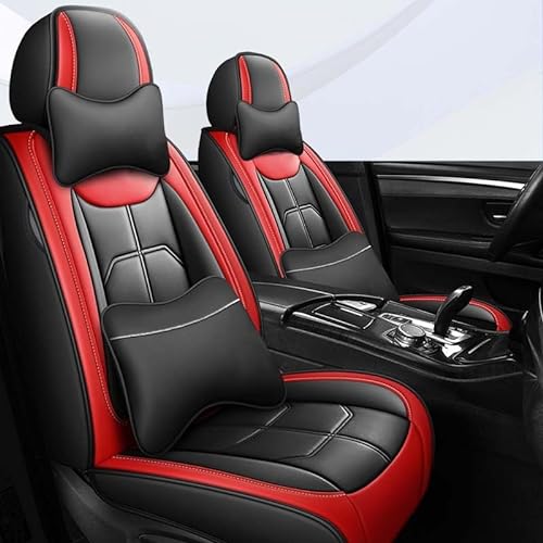 AISAIMOUT Leder Autositzbezüge Sitzbezüge Auto Sitzschoner wasserdichte Schonbezüge Werkstattschoner für BMW Mini Cooper, X1, X2, X3, X4, X5, X6(Black red-1 item,Luxury) von AISAIMOUT