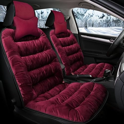 AISAIMOUT Sitzbezug Winter Warme Autositzbezüge Vordersitze Kristallsamt Schonbezug Sitzauflagen Autositz Vorne Autositzkissen Universeller sitzschutz (Color : Red, Size : Two) von AISAIMOUT