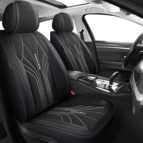AISAIMOUT Sitzschoner Autositzbezüge Sitzbezüge Auto Werkstattschoner Leder Schonbezüge 5 Sitze Komplettset für BMW Mini Cooper, X1, X2, X3, X4, X5, X6(Black white,Standard) von AISAIMOUT