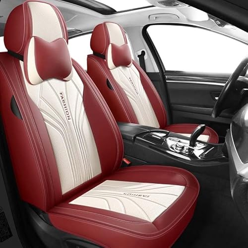 AISAIMOUT Sitzschoner Autositzbezüge Sitzbezüge Auto Werkstattschoner Leder Schonbezüge 5 Sitze Komplettset für BMW Mini Cooper, X1, X2, X3, X4, X5, X6(Red,Comfortable) von AISAIMOUT